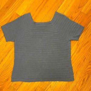 Talbots blue ribbed shirt sleeve sweater, medium
